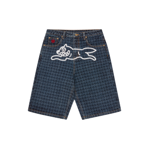 Womens Houndstooth Running Dog Jorts