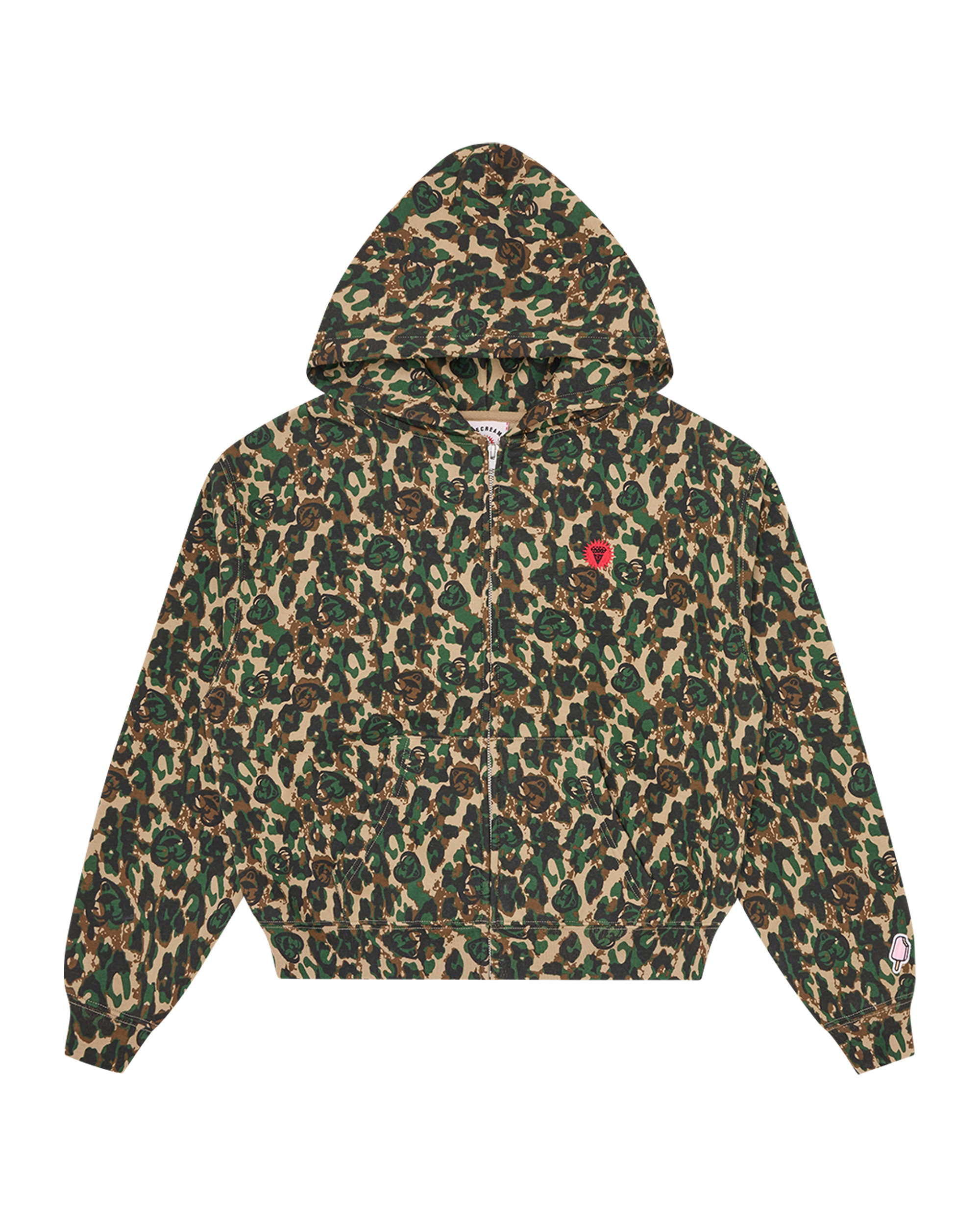 Womens Camo Zip Through Hood